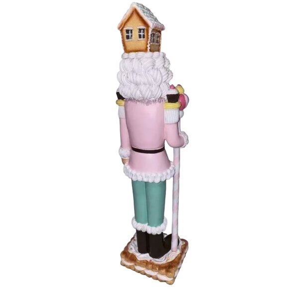 Christmas Pastel Pink Colonel 18" NUTCRACKER Cookie Icing Gingerbread House NEW - Picture 5 of 7